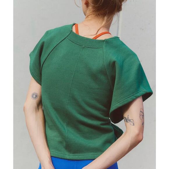 Free People Movement For The Win Tee Heritage Green Tie Waist Sweatshirt -Medium - Picture 3 of 10